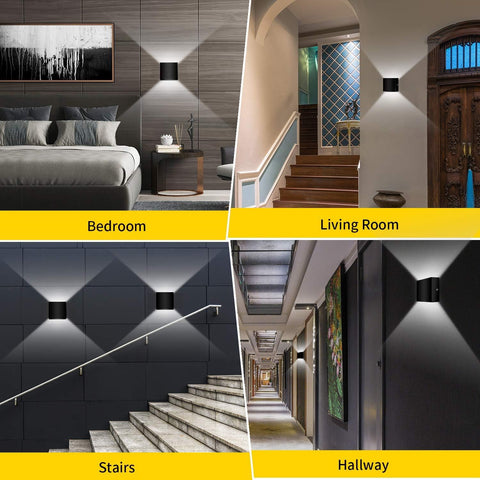 Modern LED Wall Lights for Living Room – 6W Black Aluminum Up Down Indoor Wall Lamp, Hardwired Sconce Lighting for Bedroom, Hallway & Home Deco