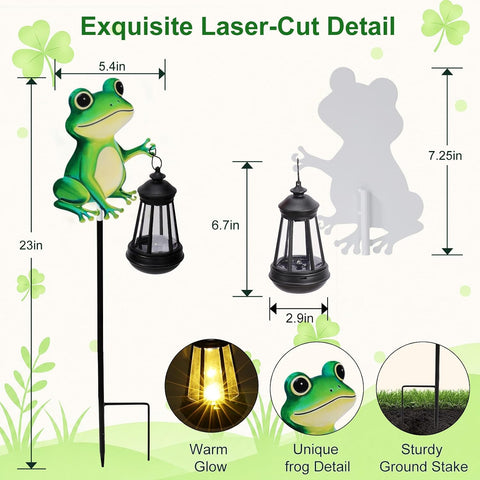 Solar Frog Garden Stake Light, Outdoor Solar Lantern Waterproof Mom Gift