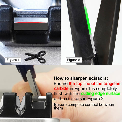 3-Stage Kitchen Knife and Scissors Sharpener – Professional Tungsten Carbide & Ceramic Sharpening Tool for Straight and Serrated Blades, Safe Suction Base, Compact Silver