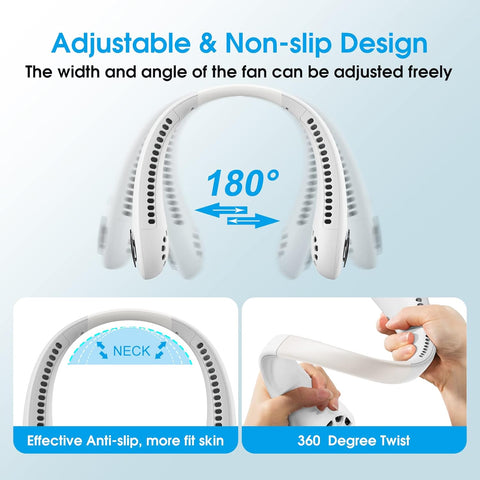 Neck Fan Bladeless 360° Rechargeable White