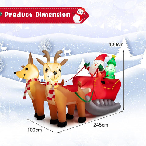 COSTWAY Inflatable Christmas Santa Claus with Truck & LED Lights – Self-Inflating Xmas Decoration for Indoor Outdoor Garden