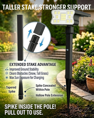 HGGH - Solar Lights Outdoor Waterproof IP67 60 LED 3 Lighting Modes Solar Lights Outdoor for Patio Garden Pathway Landscape Auto On/Off, Function 2