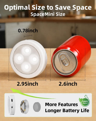 EZVALO LED Puck Lights 2 Pack – Rechargeable Touch Lights with 3 Colour Temperatures for Kitchen Cabinets, Wardrobes & Shelves - Put Light Exactly Where You Need It