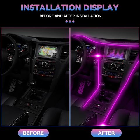 RGB Car Interior LED Strip Lights Kit with APP Control, 5-in-1 Fiber Optic Ambient Lighting, Music Sync, 16 Million Colours