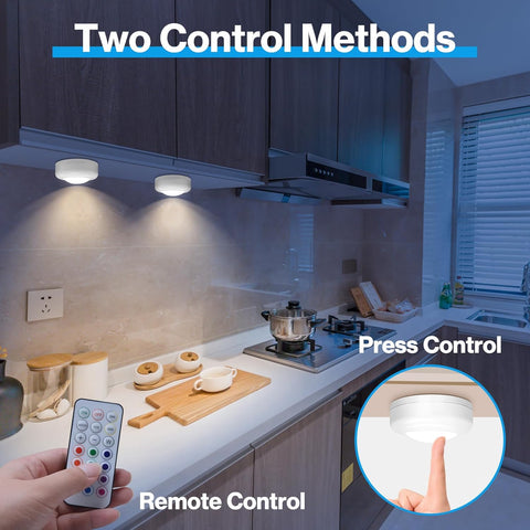 Cadrim RGB Under Cabinet Lights Wireless 6 Pack LED Puck Dimmable