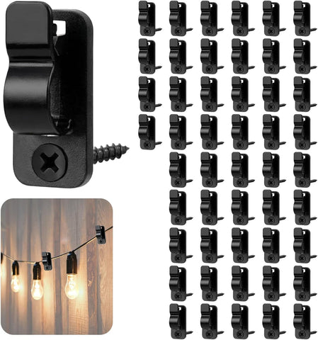 50 Pack Outdoor String Light Clips Screw Hooks – Garden Hooks for Lights & Cable Organisation – Make Every Outdoor Setup Feel Neat and Finished