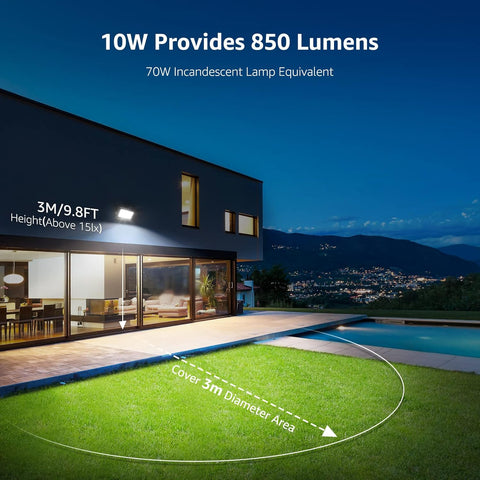 10W LED Floodlight Outdoor, 850LM Security Light 6000K Daylight White, IP65 Waterproof LED Garden Light [Without Sensor]