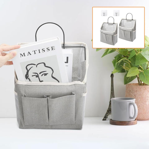 Huangyihan 2-Piece Wall Hanging Storage Organiser – Foldable Grey Oxford Fabric Bags with 12 Compartments for Home Essentials – Make Unused Spaces Work Harder