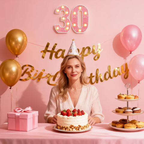 Pink LED Marquee Number 30 Light Sequin Birthday Party Decoration