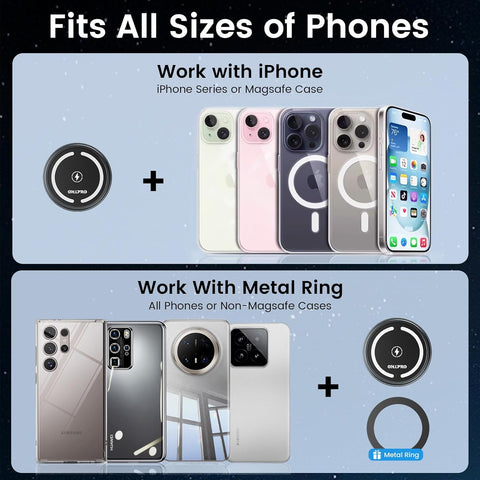 OHLPRO MagSafe Car Mount Charger 15W Fast Wireless Charging, QC3.0 Adapter Included | Magnetic Dashboard & Air Vent Phone Holder for iPhone 16, 15, 14, 13, 12 Series