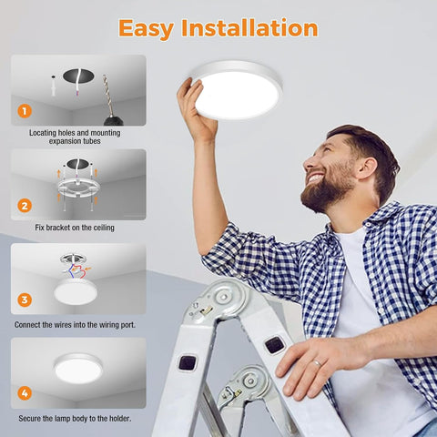48W Round LED Ceiling Light – Flush Mount Modern Ceiling Lamp for Bedrooms, Living Rooms, Kitchens & Hallways - A warmer way to light the rooms you actually relax in