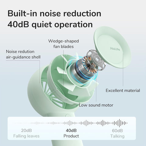 JISULIFE Handheld Turbo Fan [16H Max Cooling Time] Mini Portable Hand, 4000mAh USB Rechargeable Personal, Battery Operated Small Pocket with 5 Speeds for Travel/Outdoor - Green