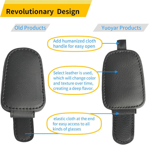 Magnetic Leather Sunglasses Holder for Car Visor