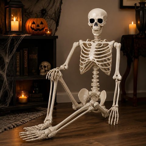 3ft Halloween Skeleton 2 Pack – Posable Plastic Skeleton Decorations for Indoor & Outdoor Halloween Parties, Haunted Houses, Gardens & Spooky Displays