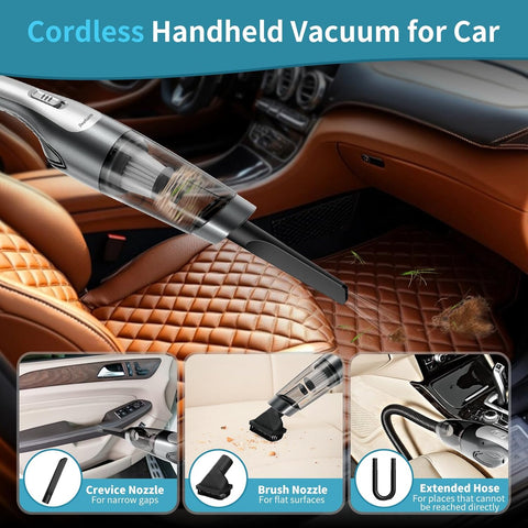 Handheld Vacuum Cleaner Black – 9KPA Cordless Car & Home Dust Buster