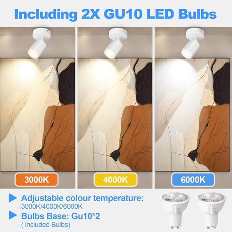 Light fixture with adjustable color temperature options on a neutral background