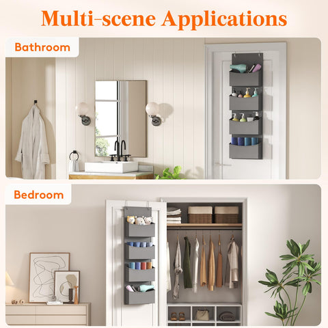 Lifewit Over The Door Storage Organiser – 4-Shelf Hanging Wardrobe Storage, Grey