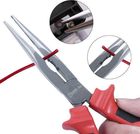 Sharp-tec 160mm Long Nose Pliers with Soft Grip Handles