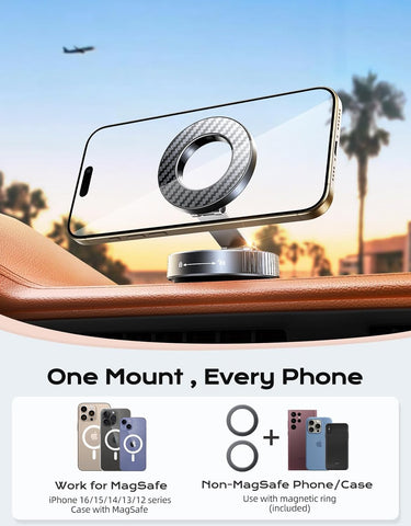 Mohard 2025 Magnetic Phone Holder for Cars Black | Nano Gel + Vacuum Suction Mount