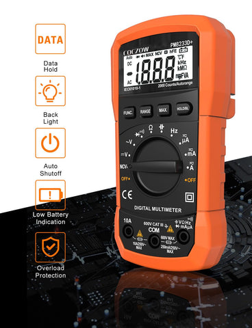 Digital Multimeter AC DC Voltage Current Tester
