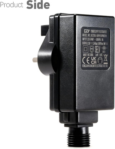 ECOWHO Pathway Light Plug 1.5A 18W AC 220-240V to DC 12V Low Voltage, UK 3-pin Power Supply Supports up to 22 Lawn Lights Only for Specific Path Lighting