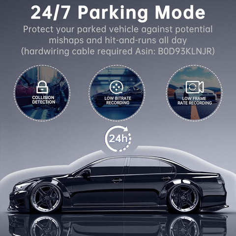 Dash Cam Front & Rear 2.5K+1080P Black, Dual Car Camera with WiFi