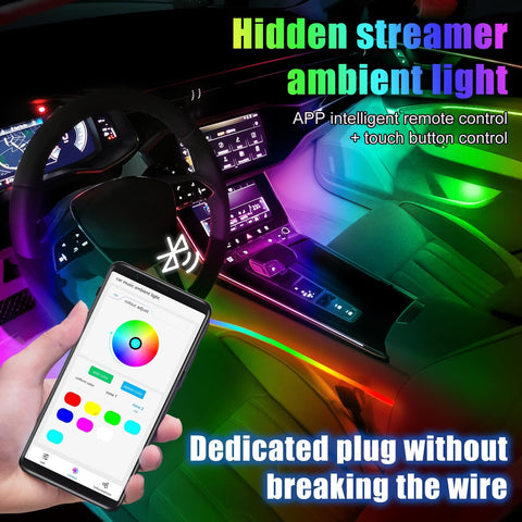 18-in-1 Car Interior Ambient Lights – 128 Colour RGB LED Fibre Optic Strip with APP Control, Music Sync & Multi-Mode Neon Lighting for All Cars