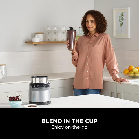 Blender with Auto-iQ Technology – 1000W Personal Smoothie Maker – 2 x 700ml Cups – One Touch Controls – Grey/Silver BN500UK