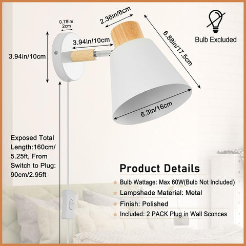 Wall sconce with dimensions and product details on a light background