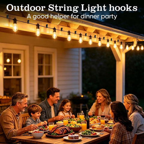 KEYBOO 60 Pcs Black Screw-In Hooks for Outdoor String Lights – Plastic Cable Fasteners for Garden, Patio, Fence, LED Fairy Lights & Christmas Decorations