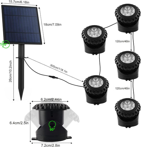 T-SUN Solar Pond Lights Set of 5 – RGB Colour Changing Submersible Underwater LED Lights, IP68 Waterproof Garden Pond Spotlights for Fountains, Waterfalls & Outdoor Landscapes