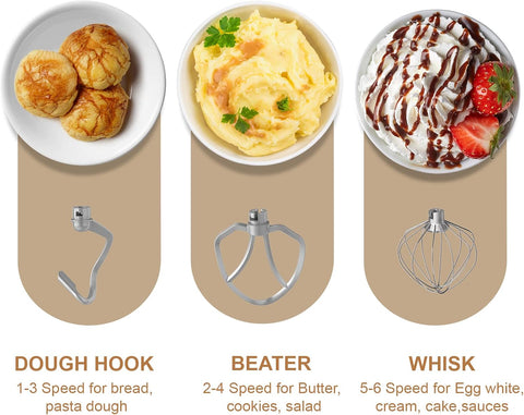 Vospeed 1500W Stand Mixer 6.2L Electric Food Mixer with Bowl, Beater, Dough Hook, Whisk, Spatula & Egg Separator – Red