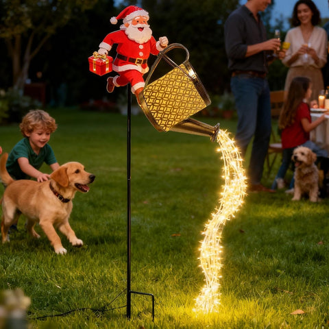Solar Santa Claus Watering Can Lights Decorative Christmas Pathway Lights