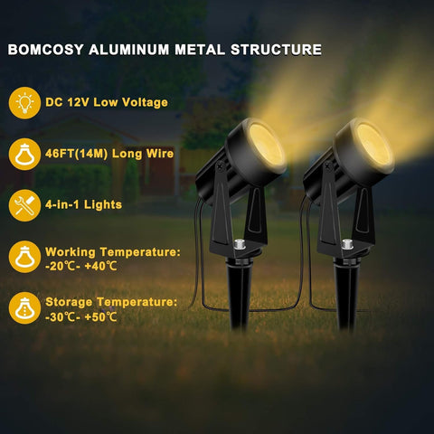Bomcosy 14M Garden Spike Lights Mains,3000K,IP65,for Pathway
