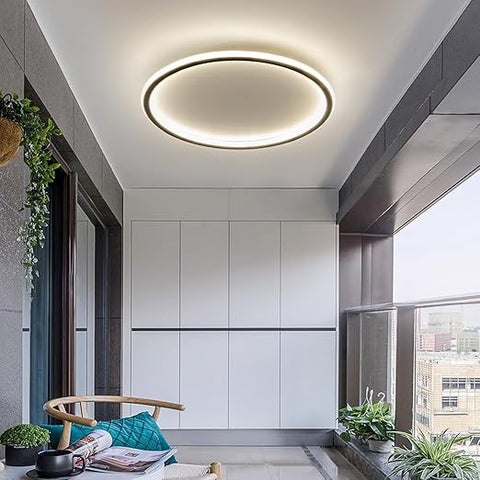 40cm Dimmable LED Ceiling Light with Remote - 3 Color Temperature Semi-Recessed Modern Design
