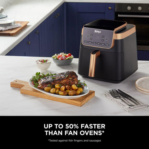 Air Fryer MAX PRO 6.2L – Family Size Digital Air Fryer with Non-Stick Drawer, Bake, Roast, Fry, Dishwasher Safe – Black & Copper