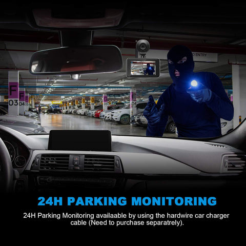 1080P Dual Dash Cam Front and Rear with 32GB SD Card – Black