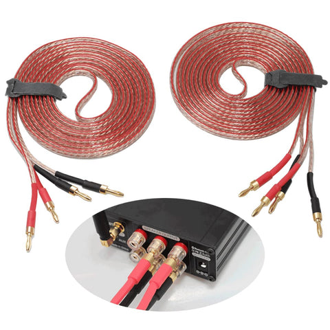 WOWLED 13AWG Speaker Wire with Gold-Plated Banana Plugs 2m