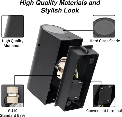 Side view showcasing the black aluminum design of the fixtures

