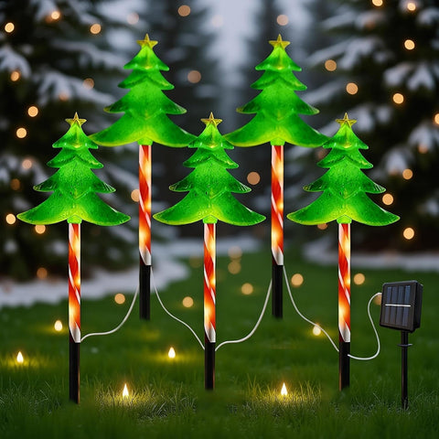 Solar Christmas Lights Outdoor Waterproof 5 Piece Ambient Lighting Stakes