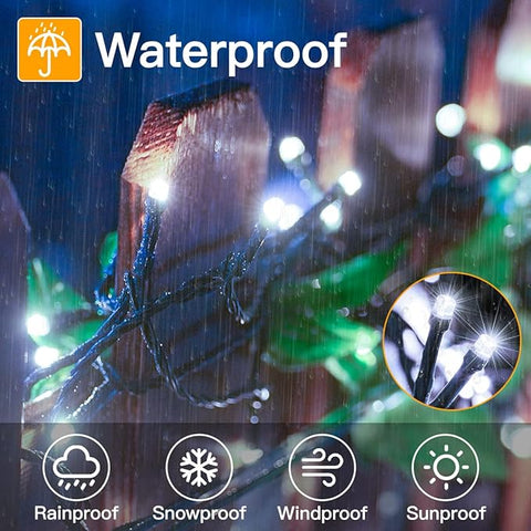 80m 800 LED Fairy Lights Outdoor, Cool White Waterproof String Lights Mains Powered with Remote/Timer for Garden & Wedding