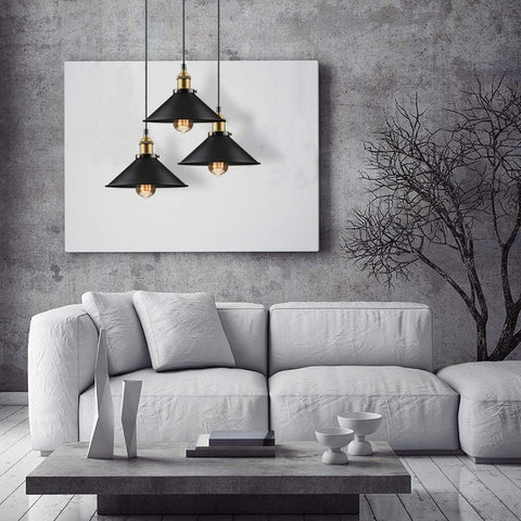 22cm Vintage Industrial Pendant Light – Black Metal Ceiling Lamp with Adjustable Cable & E27 Holder for Kitchen, Dining & Café Lighting