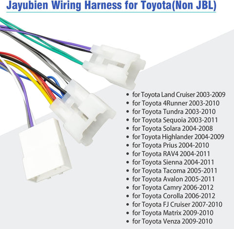 Jayubien Stereo Wiring Harness for Toyota Radio Connector 2003-2012,Compatible with Camry Corolla Tacoma Matrix Tundra 4Runner Prius RAV4 Sienna Cruiser ISO Radio Wire Adapter 20Pin SWC Plug