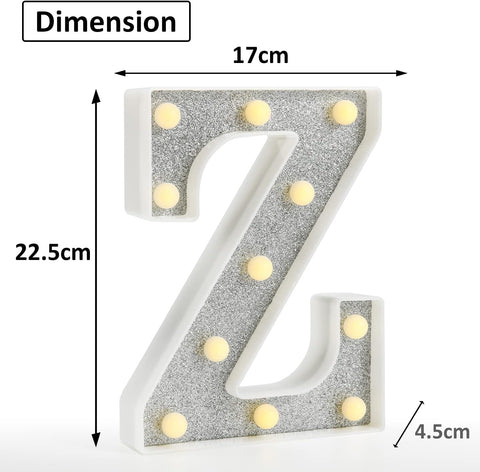 Colorful Light Up Letters, Glitter LED Letter Lights 18 Color Changing Shiny Alphabet Sign Gifts for Girls Women Party Birthday Decorations Remote Night Light Christmas Valentine Wall Table Decor - Z