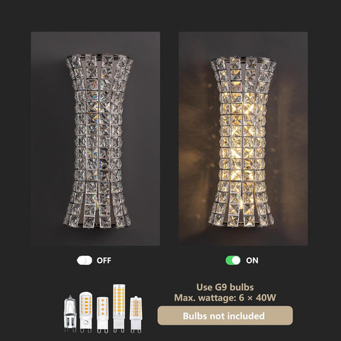 Modern Chrome Crystal Wall Sconce Light Fixture