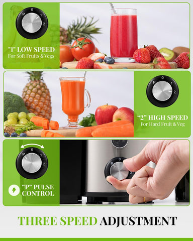 SHARDOR Juicer Machine 800W Centrifugal Extractor 3 Speed Wide Chute Easy Clean