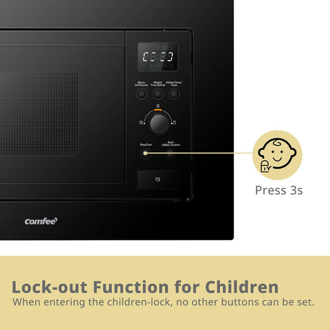 20L Black Built In Grill Microwave with Digital Control, Auto Menu & Defrost