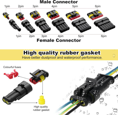 Mynoozi 708PCS Waterproof Car Cable Connectors, Waterproof Car Electrical Wire Connector Terminals Plug Kit, 1/2/3/4/5/6 Pin Electrical Automotive Wire Connectors Plug for Car Motorcycle Boat Truck