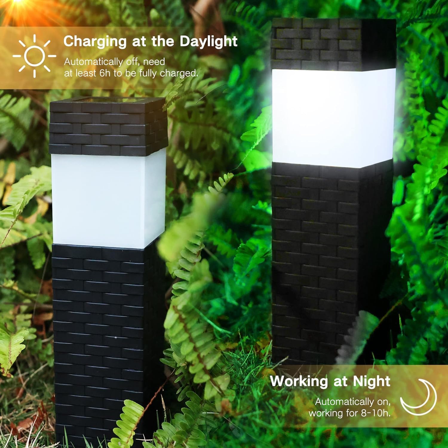 Joomer Solar Lights Outdoor Garden White 8 Packs Square LED Path Light