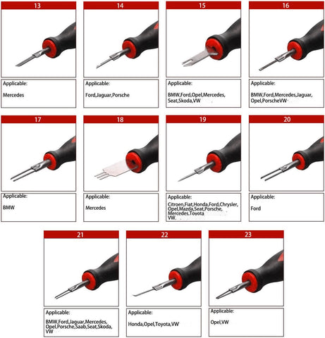 23Pcs Universal Terminal Release Kit Car Pin Removal Tool Set Electrical Connector Extractor Tools With Storage Case Automotive Wiring Repair Kit